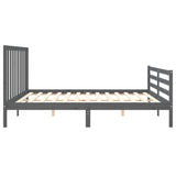 Cadre de lit sans matelas gris 200x200 cm bois massif de pin