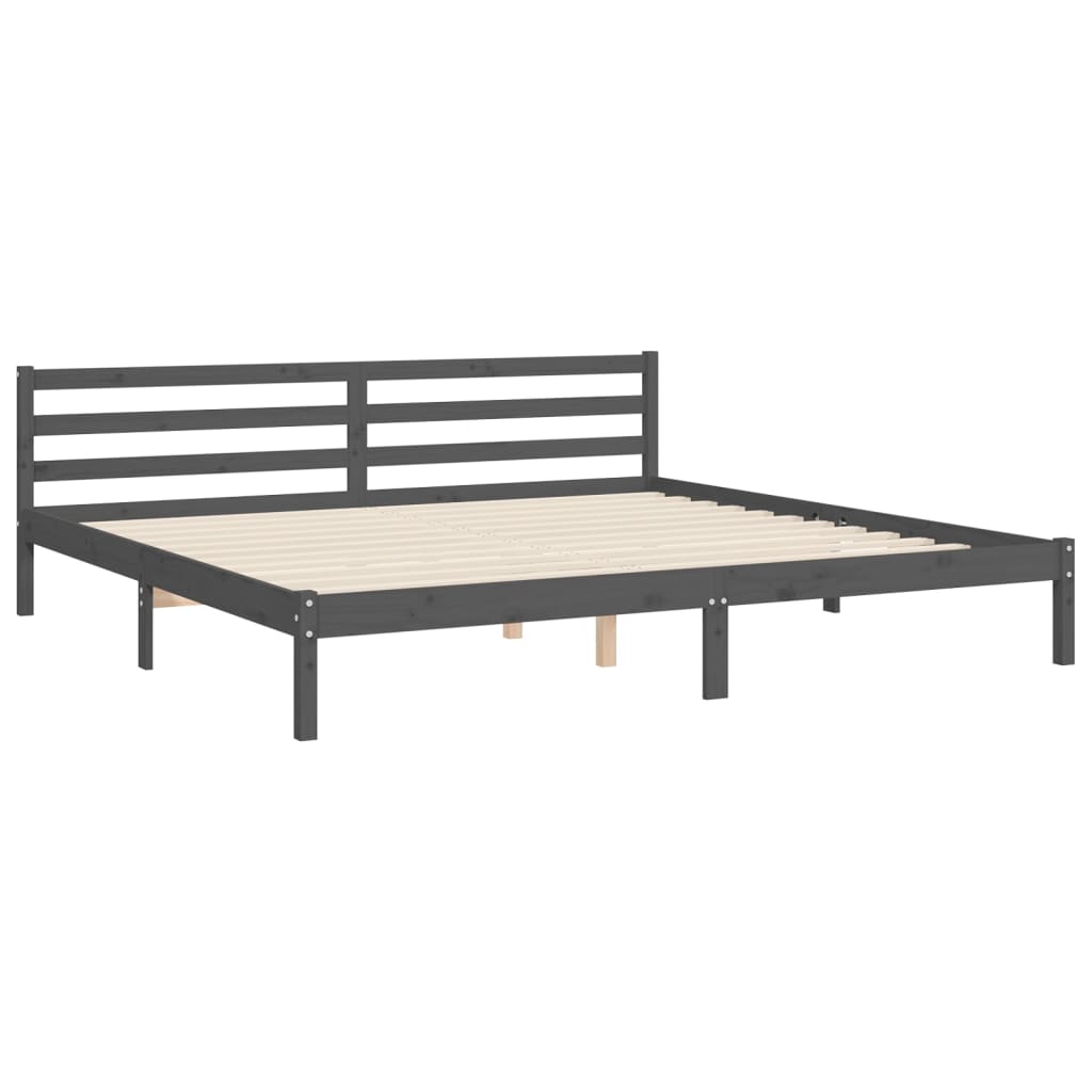 Cadre de lit sans matelas gris 200x200 cm bois massif de pin