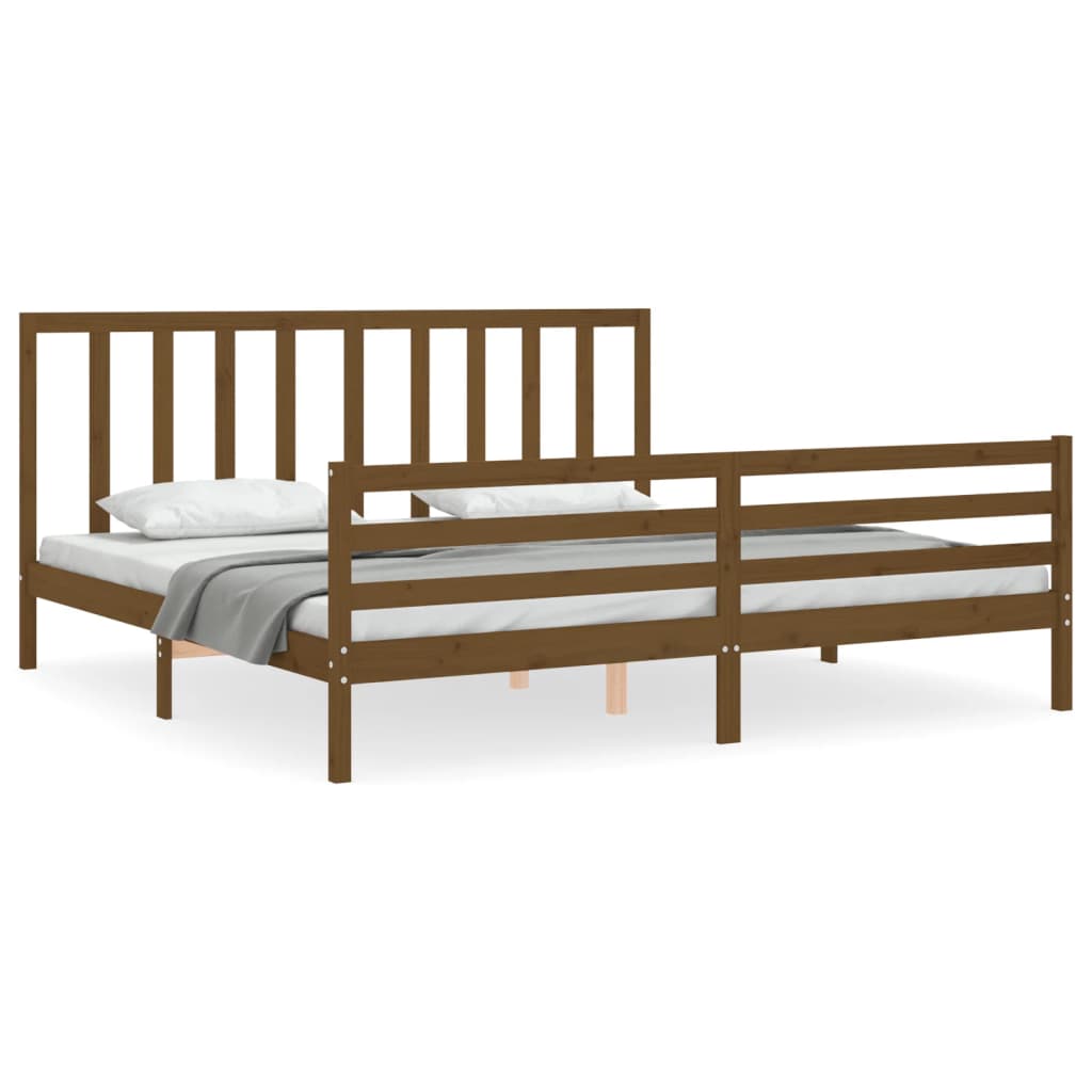 Cadre de lit sans matelas marron miel 200x200cm bois pin massif