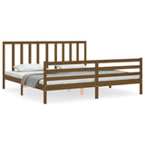 Cadre de lit sans matelas marron miel 200x200cm bois pin massif