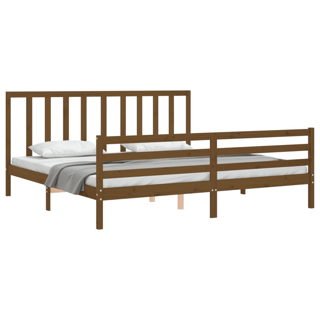 Cadre de lit sans matelas marron miel 200x200cm bois pin massif