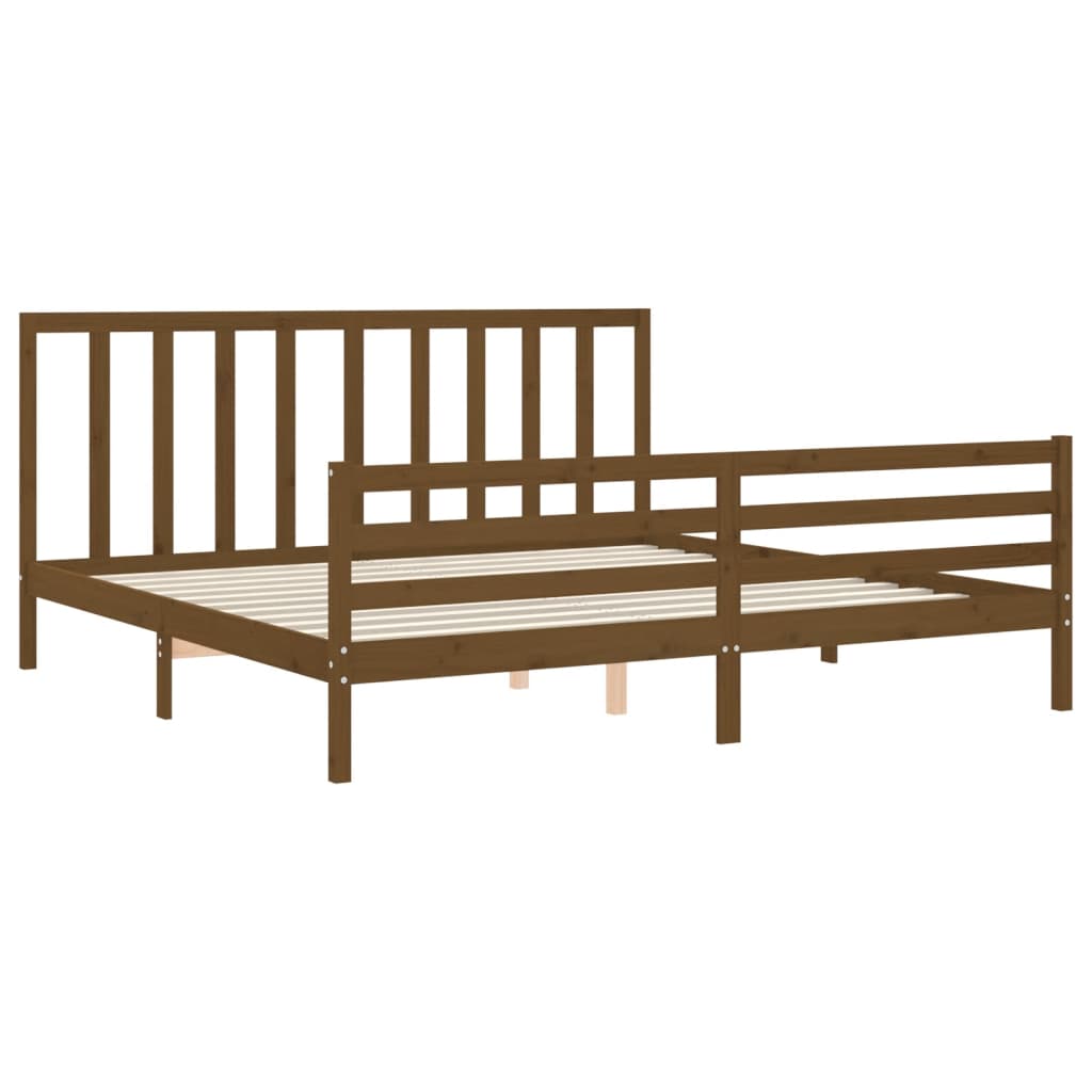 Cadre de lit sans matelas marron miel 200x200cm bois pin massif