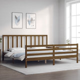 Cadre de lit sans matelas marron miel 200x200cm bois pin massif