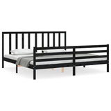 Cadre de lit sans matelas noir 200x200 cm bois massif de pin