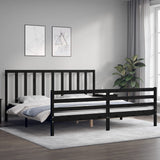 Cadre de lit sans matelas noir 200x200 cm bois massif de pin