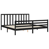 Cadre de lit sans matelas noir 200x200 cm bois massif de pin