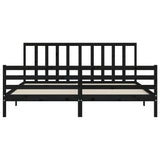 Cadre de lit sans matelas noir 200x200 cm bois massif de pin