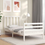 Cadre de lit sans matelas blanc bois de pin massif