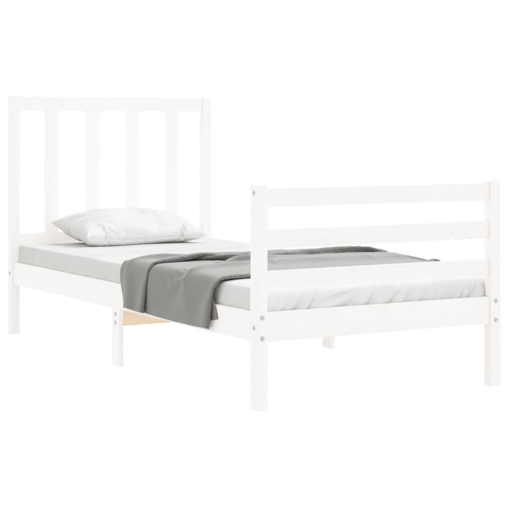 Cadre de lit sans matelas blanc bois de pin massif