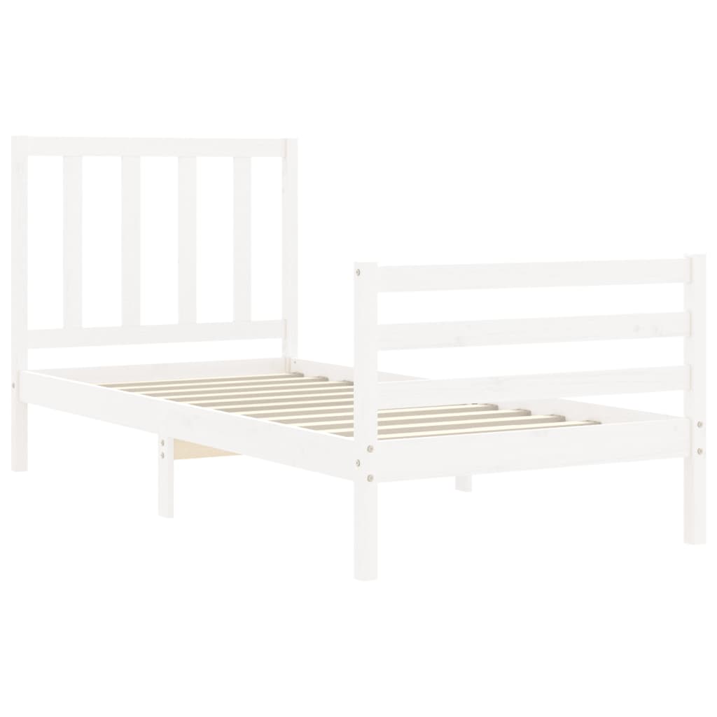 Cadre de lit sans matelas blanc bois de pin massif