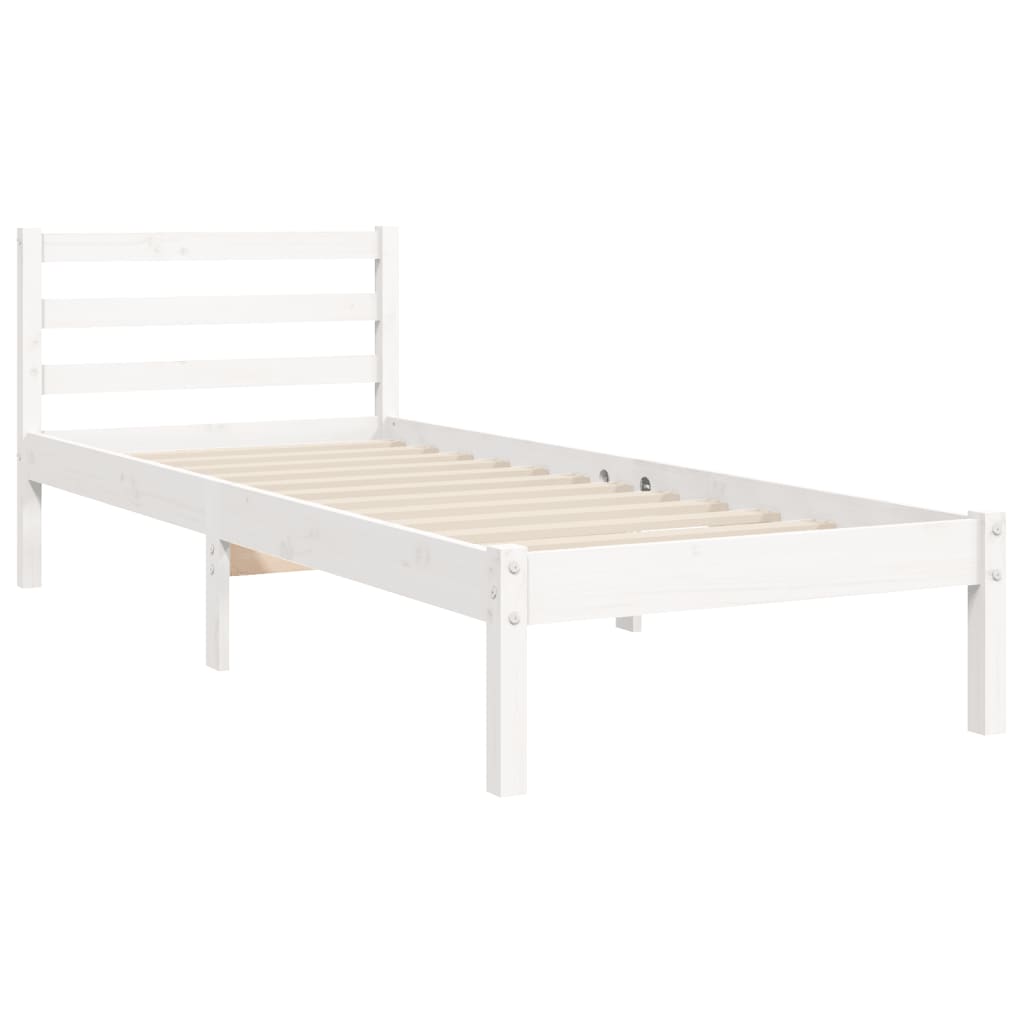 Cadre de lit sans matelas blanc bois de pin massif