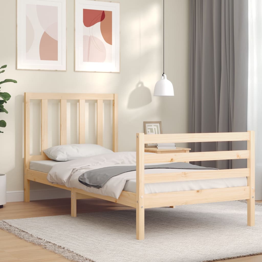 Bed frame without mattress solid pine wood