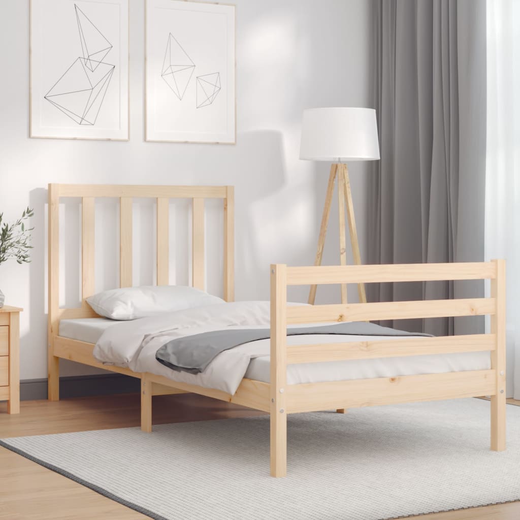 Bed frame without mattress solid pine wood