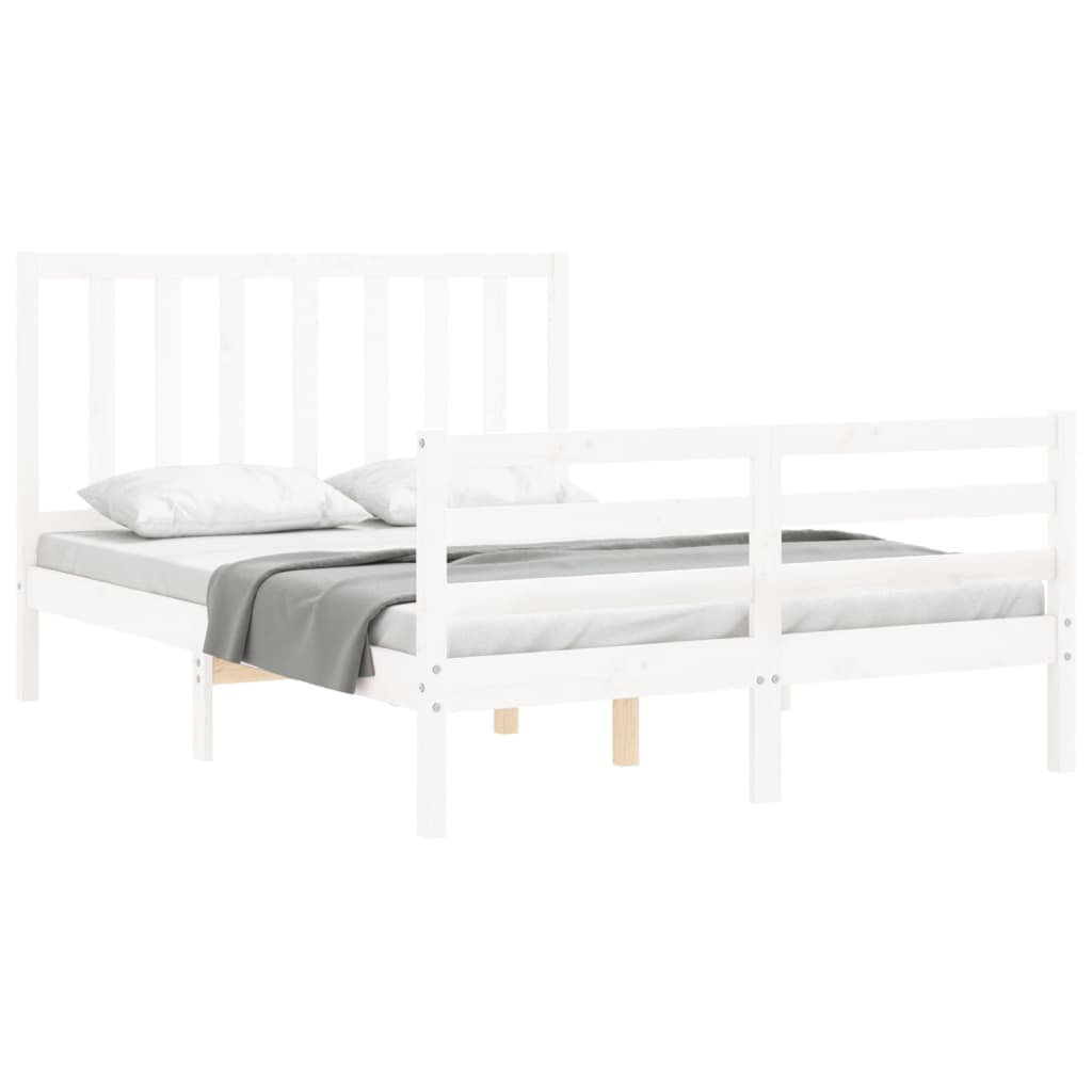 Cadre de lit sans matelas blanc bois de pin massif