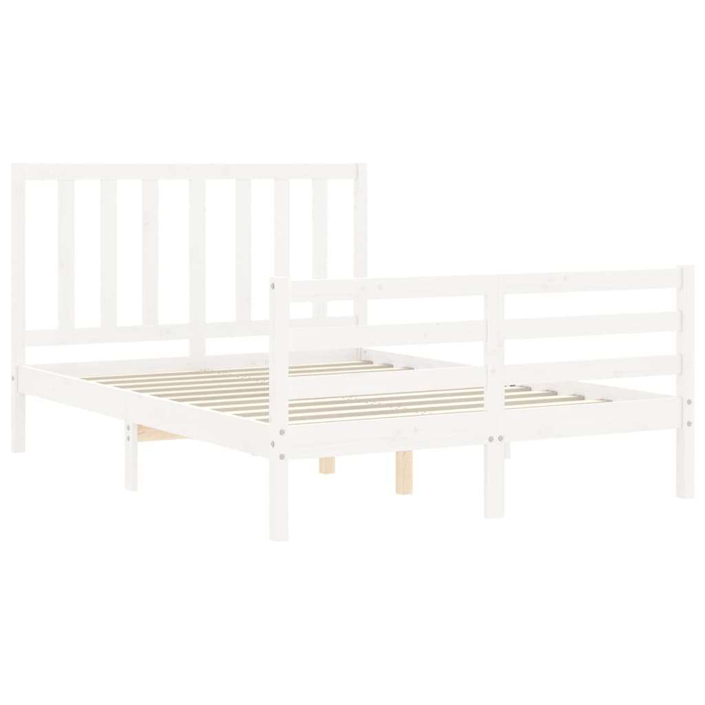 Cadre de lit sans matelas blanc bois de pin massif