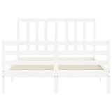 Cadre de lit sans matelas blanc bois de pin massif