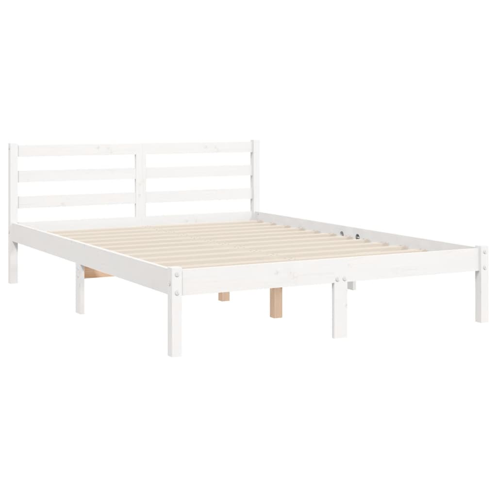 Cadre de lit sans matelas blanc bois de pin massif