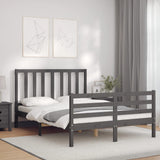 Bed frame without mattress gray solid pine wood