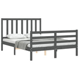 Bed frame without mattress gray solid pine wood