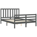 Bed frame without mattress gray solid pine wood