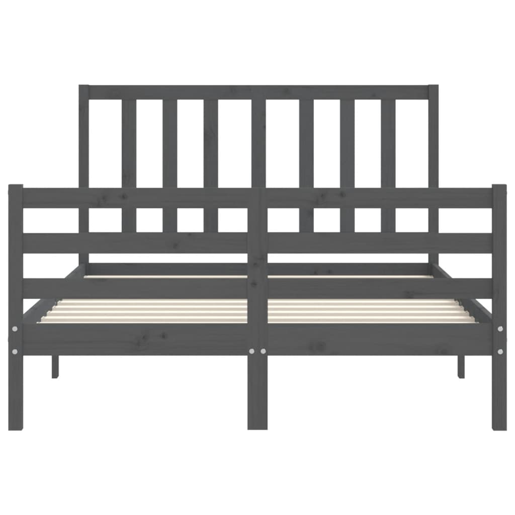 Bed frame without mattress gray solid pine wood