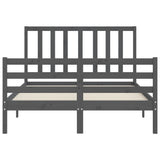 Bed frame without mattress gray solid pine wood