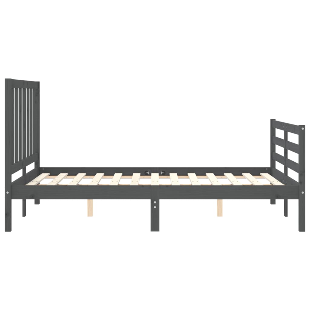 Bed frame without mattress gray solid pine wood