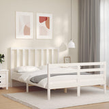 Bed frame without white mattress 140x190 cm solid pine wood