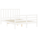 Bed frame without white mattress 140x190 cm solid pine wood