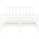 Bed frame without white mattress 140x190 cm solid pine wood