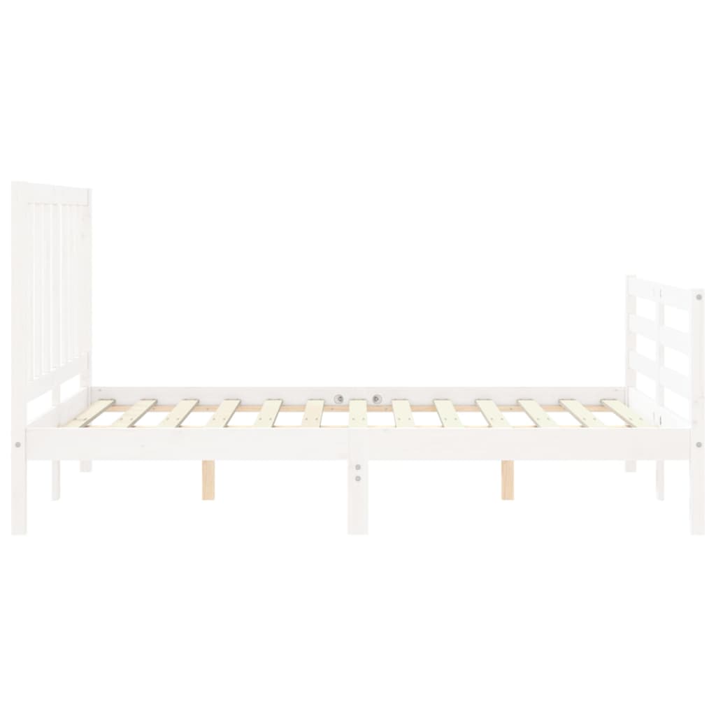 Bed frame without white mattress 140x190 cm solid pine wood