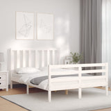 Bed frame without white mattress 140x190 cm solid pine wood