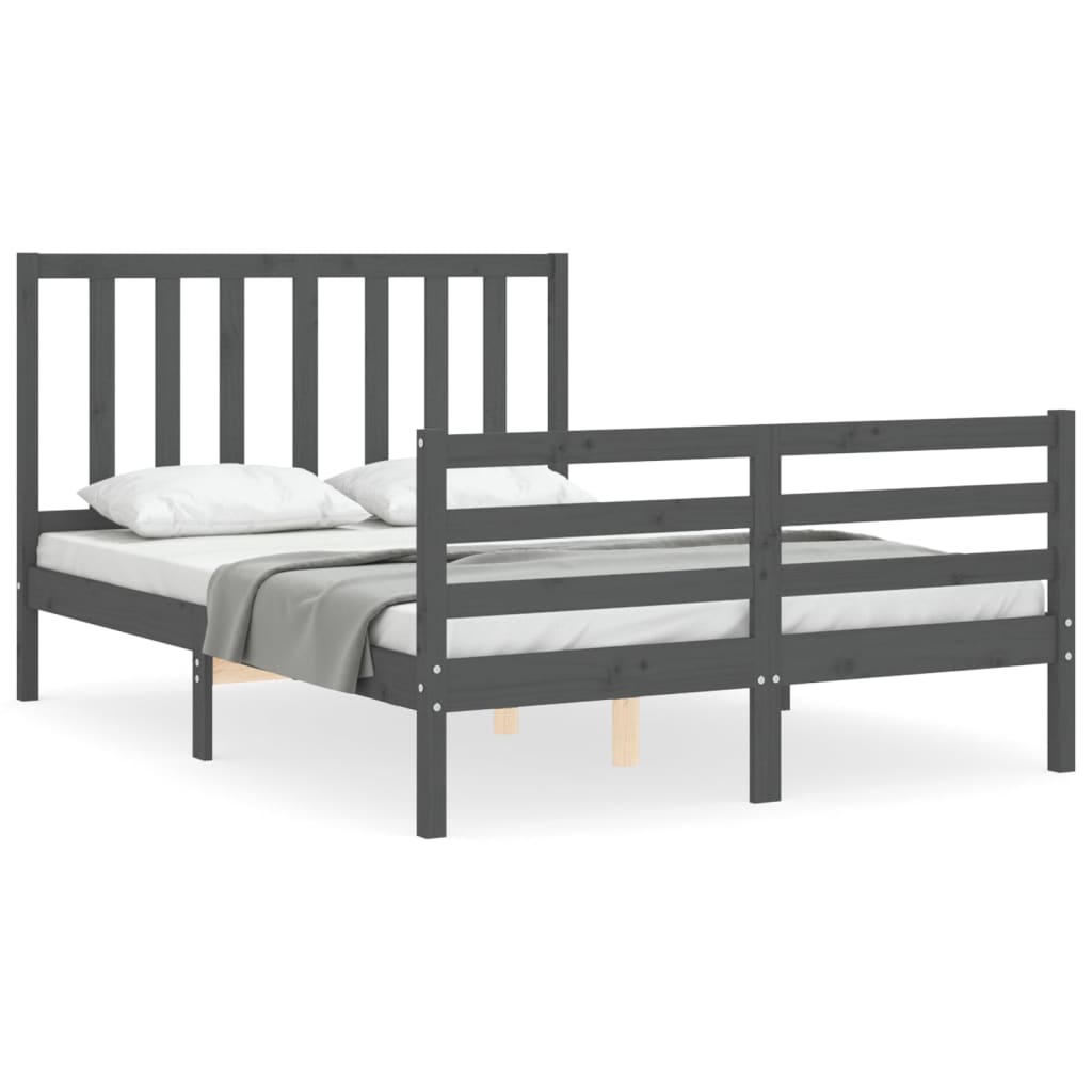 Cadre de lit sans matelas gris 140x190 cm bois de pin massif