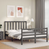 Cadre de lit sans matelas gris 140x190 cm bois de pin massif