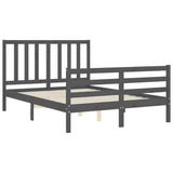 Cadre de lit sans matelas gris 140x190 cm bois de pin massif