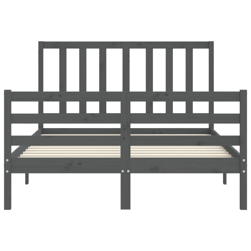 Cadre de lit sans matelas gris 140x190 cm bois de pin massif