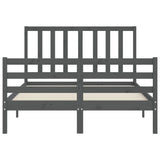 Cadre de lit sans matelas gris 140x190 cm bois de pin massif