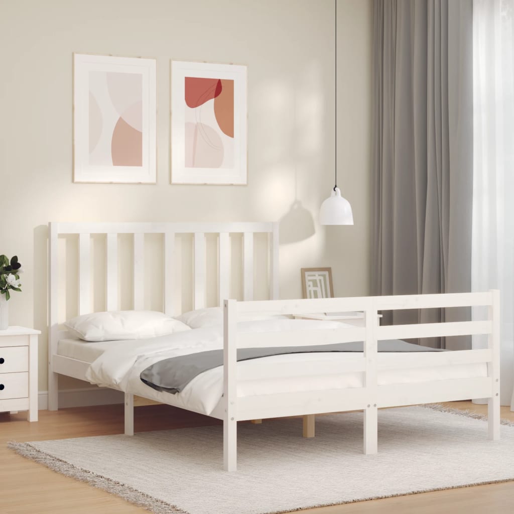 Cadre de lit sans matelas blanc 120x200 cm bois de pin massif