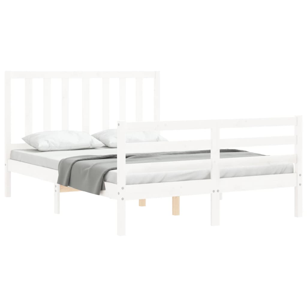 Cadre de lit sans matelas blanc 140x200 cm bois de pin massif