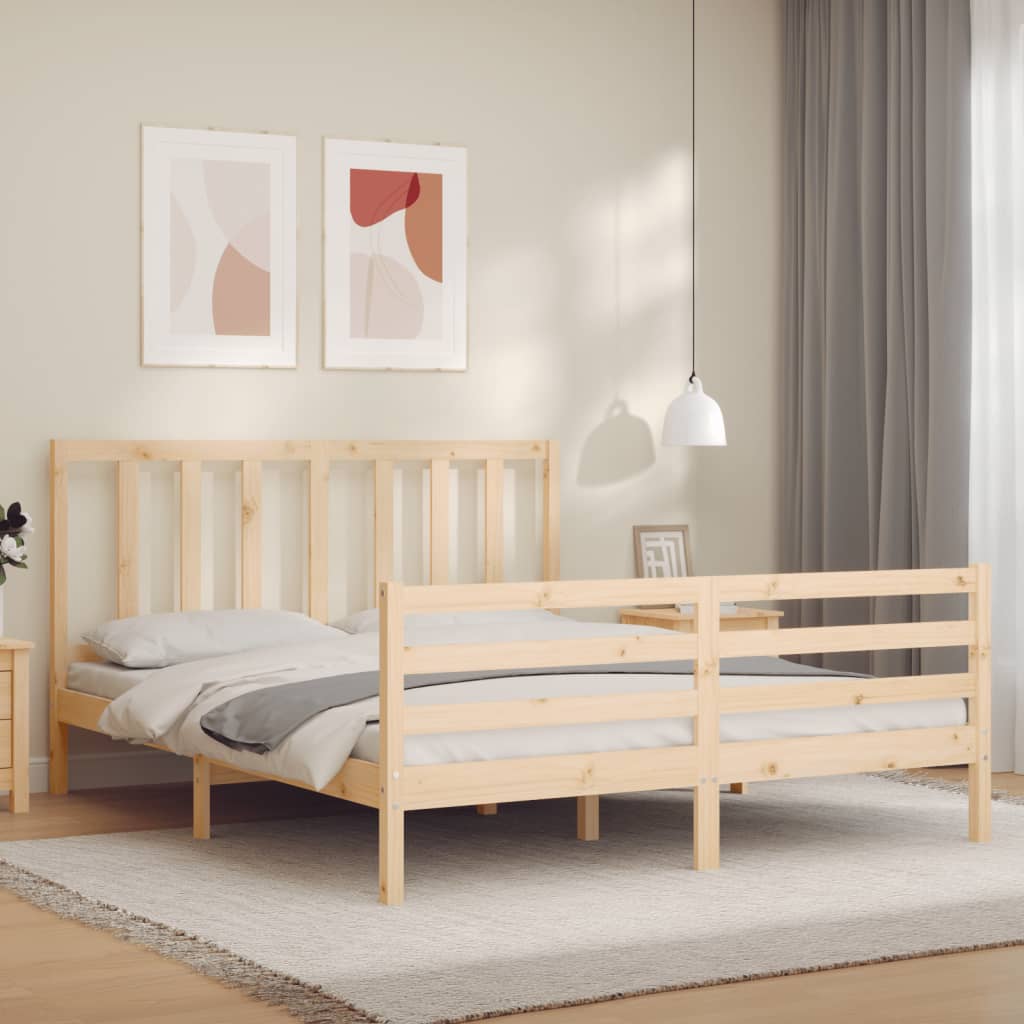 Bed frame without mattress 160x200 cm solid pine wood