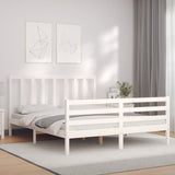 Cadre de lit sans matelas blanc 160x200 cm bois de pin massif