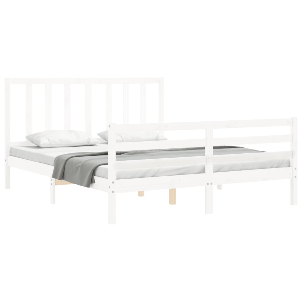 Cadre de lit sans matelas blanc 160x200 cm bois de pin massif