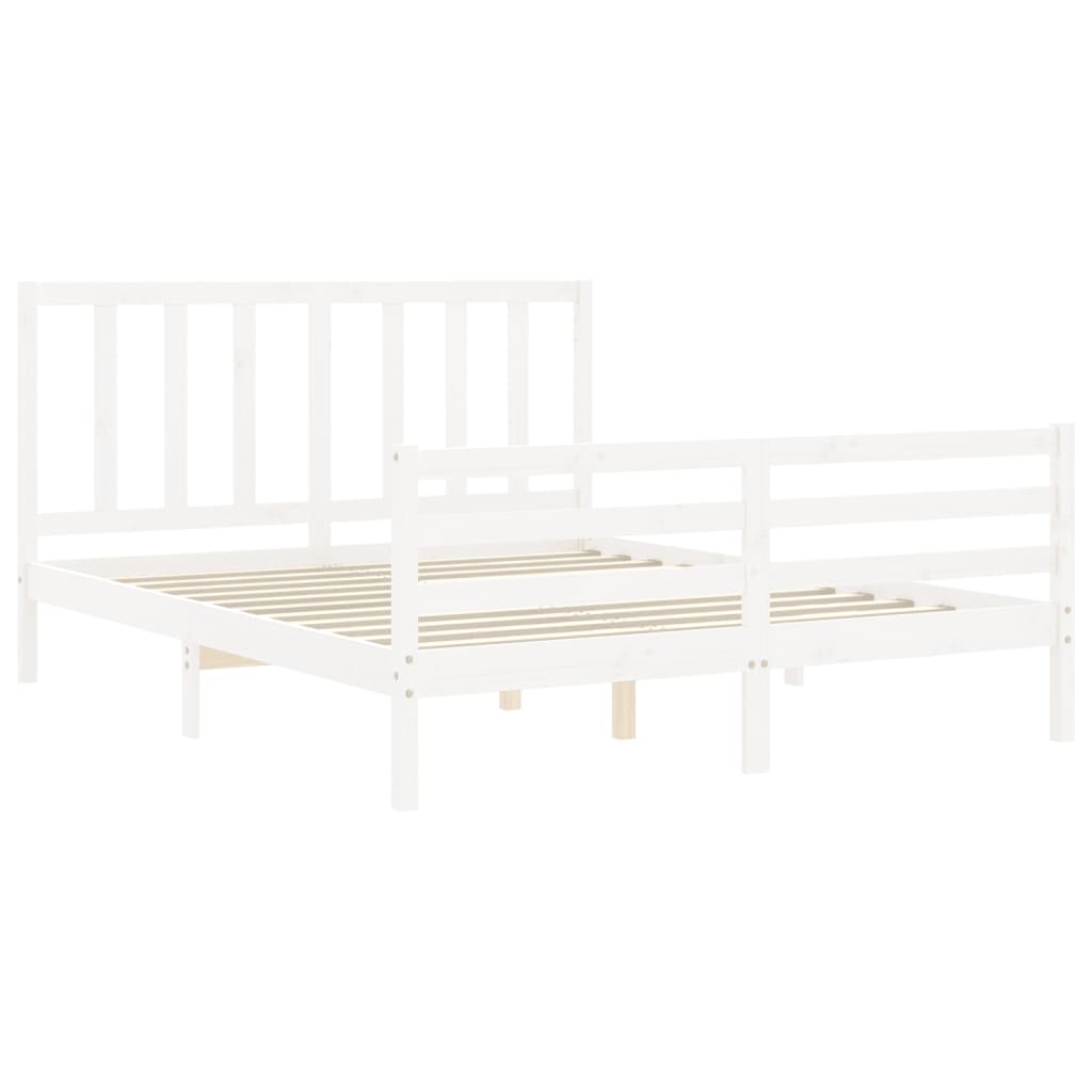 Cadre de lit sans matelas blanc 160x200 cm bois de pin massif