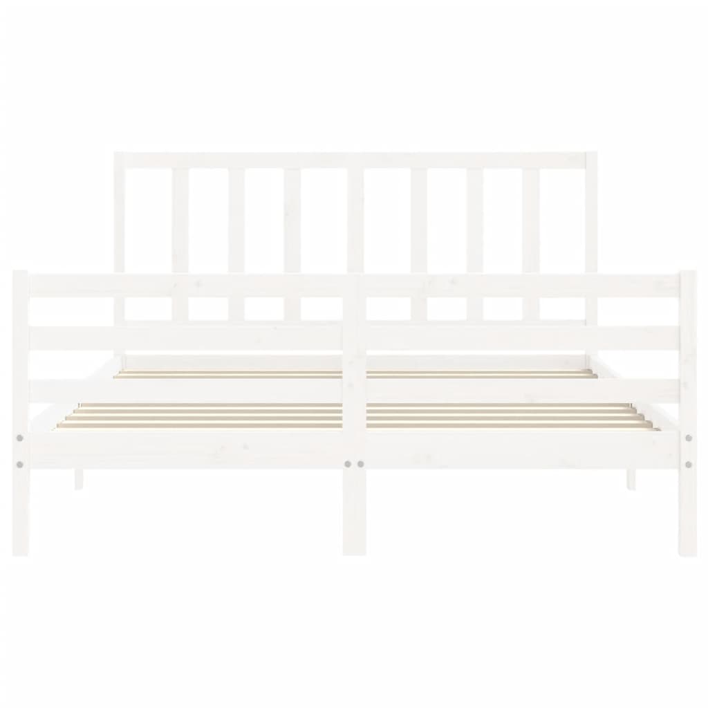 Cadre de lit sans matelas blanc 160x200 cm bois de pin massif