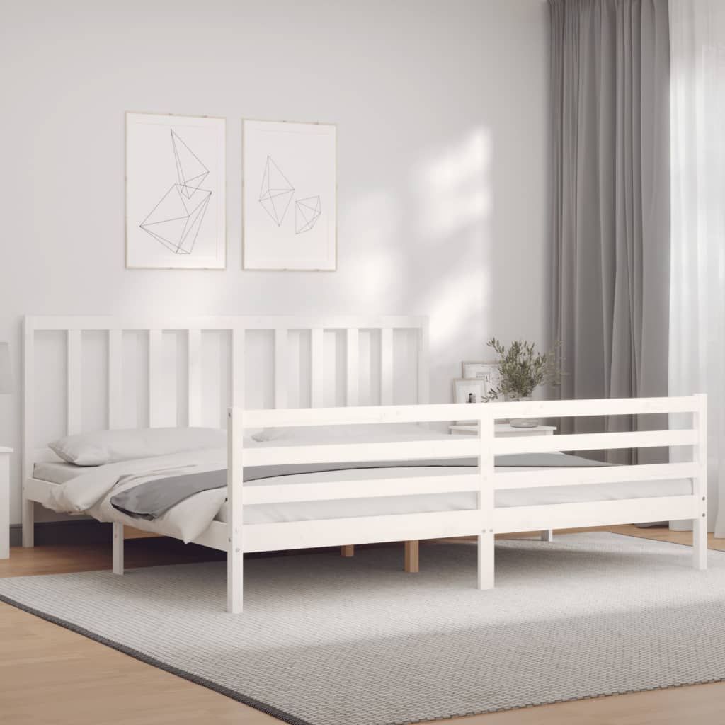 Cadre de lit sans matelas blanc 200x200 cm bois massif de pin