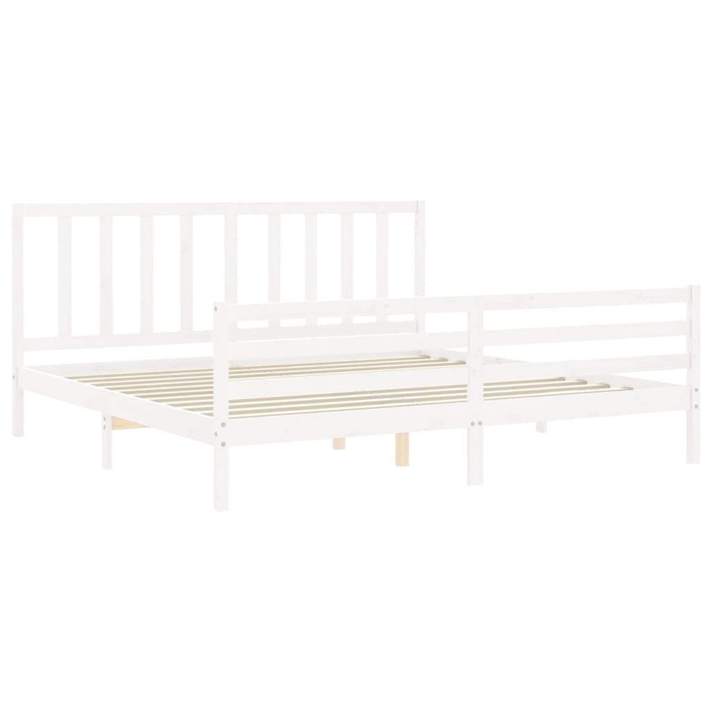 Cadre de lit sans matelas blanc 200x200 cm bois massif de pin