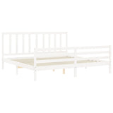 Cadre de lit sans matelas blanc 200x200 cm bois massif de pin