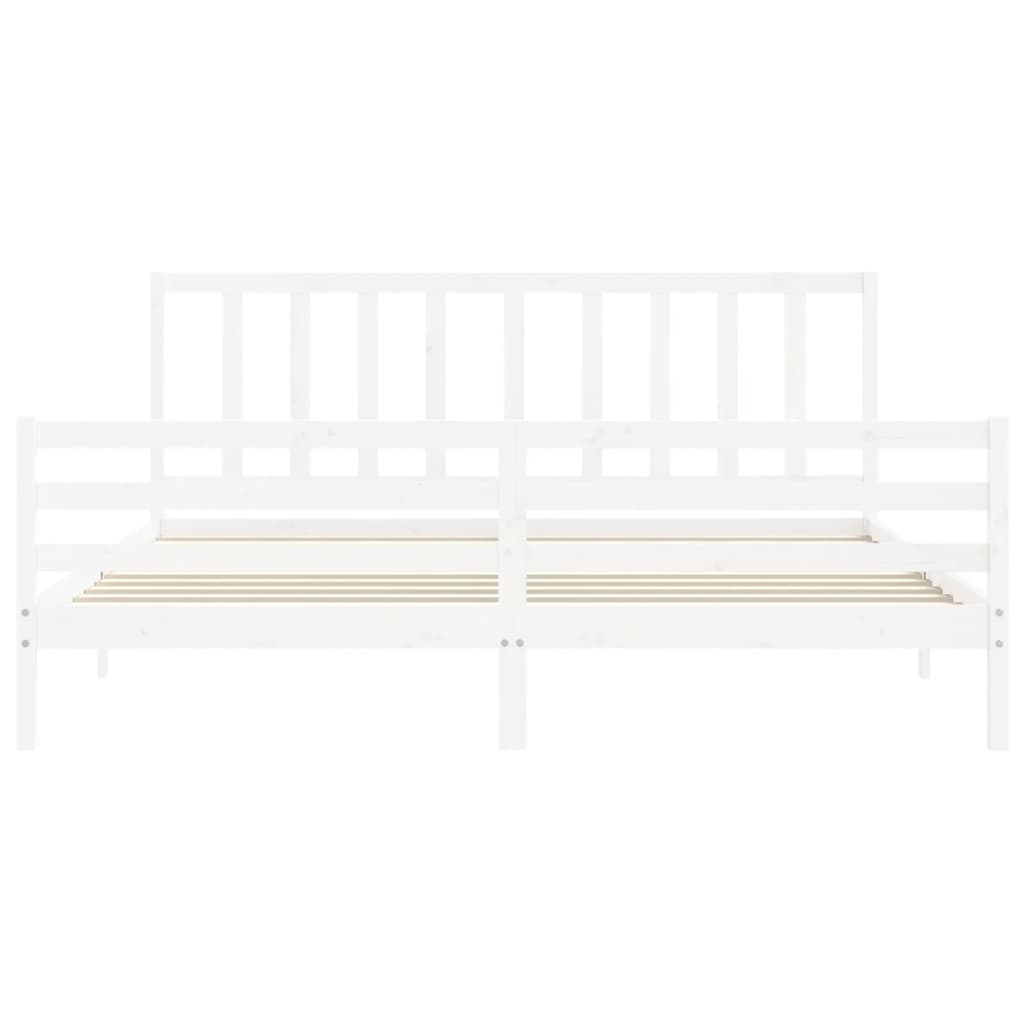 Cadre de lit sans matelas blanc 200x200 cm bois massif de pin