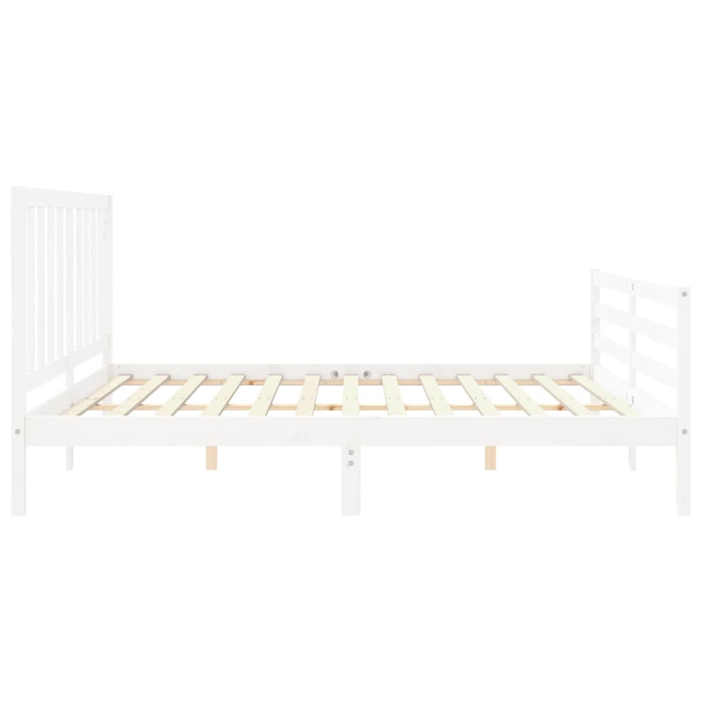 Cadre de lit sans matelas blanc 200x200 cm bois massif de pin