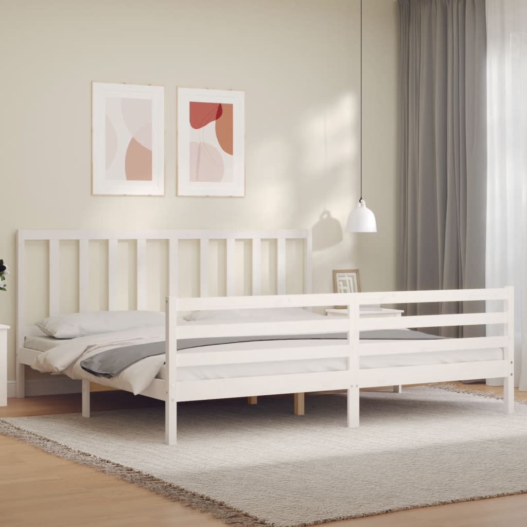 Cadre de lit sans matelas blanc 200x200 cm bois massif de pin